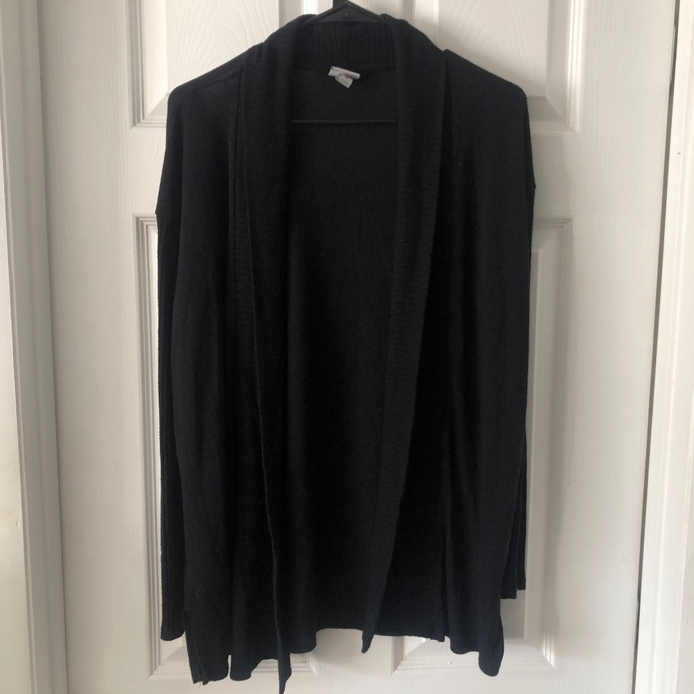 A New Day Medium Black Open Front Cardigan Sweater Knit Casual